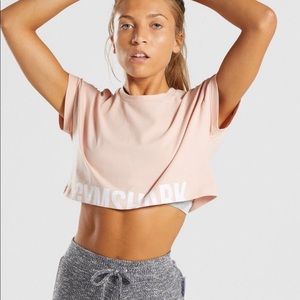 NWOT Gymshark Blush Nude/White Fraction Crop Top